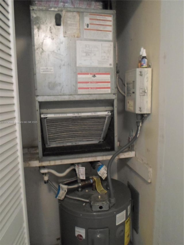 utility room with water heater