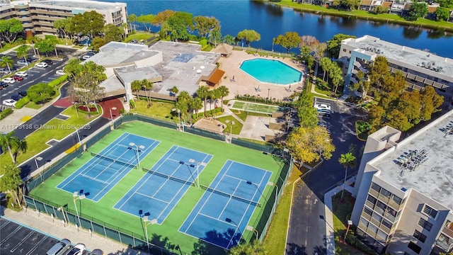 1100 Colony Point Cir Unit 201, Pembroke Pines, FL 33026 - drone / aerial view of a pool and a large body of water