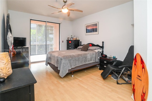 85 Gulfstream Rd Unit 304A, Dania Beach, FL 33004 - bedroom featuring access to exterior, light wood finished floors, and ceiling fan