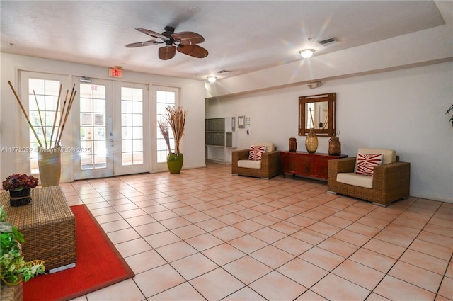 85 Gulfstream Rd Unit 304A, Dania Beach, FL 33004 - living area featuring ceiling fan and light tile patterned floors
