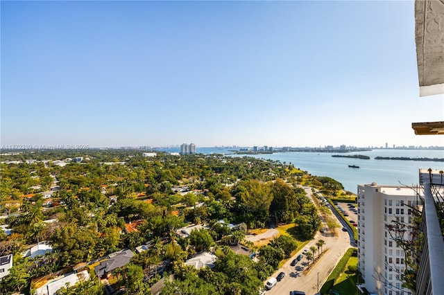 aerial view with a view of city and a water view
