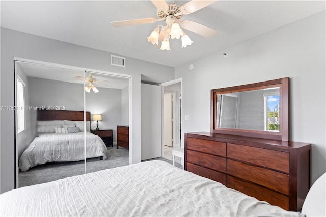 5876 Regal Glen Dr Unit 101, Boynton Beach, FL 33437 - bedroom with a closet, visible vents, and a ceiling fan