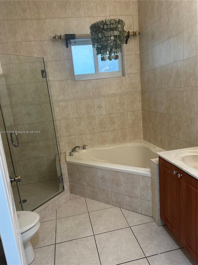 11845 SW 3rd St, Miami, FL 33184 - full bath with toilet, vanity, a shower stall, tile patterned flooring, and a bath