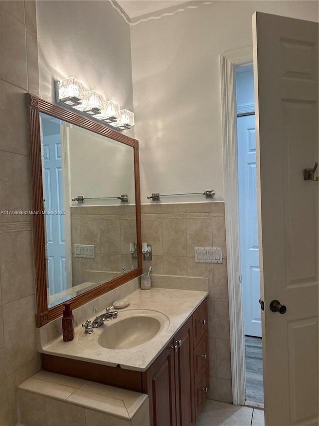 11845 SW 3rd St, Miami, FL 33184 - bathroom featuring vanity and tile walls