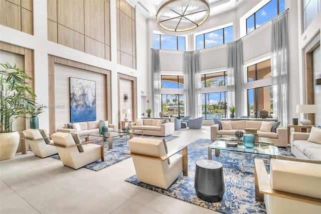 6843 Montrose Way, Boynton Beach, FL 33437 - building lobby with a towering ceiling and ornamental molding