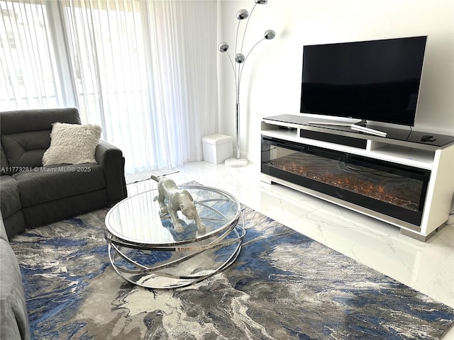427 Golden Isles Dr Unit 5G, Hallandale Beach, FL 33009 - living room with marble finish floor