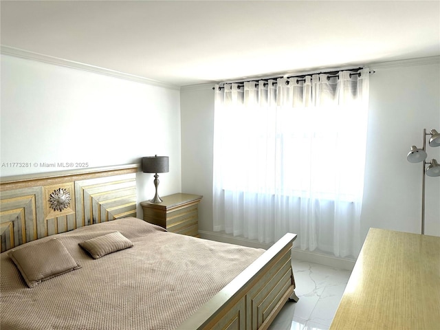 427 Golden Isles Dr Unit 5G, Hallandale Beach, FL 33009 - bedroom with marble finish floor and ornamental molding