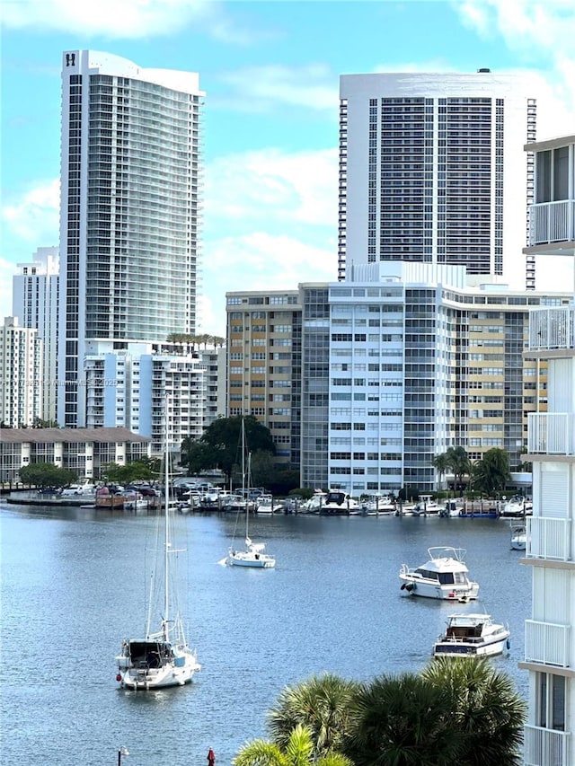 427 Golden Isles Dr Unit 5G, Hallandale Beach, FL 33009 - view of water feature with a city view