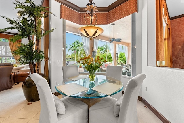 interior space featuring plenty of natural light, baseboards, and light tile patterned flooring