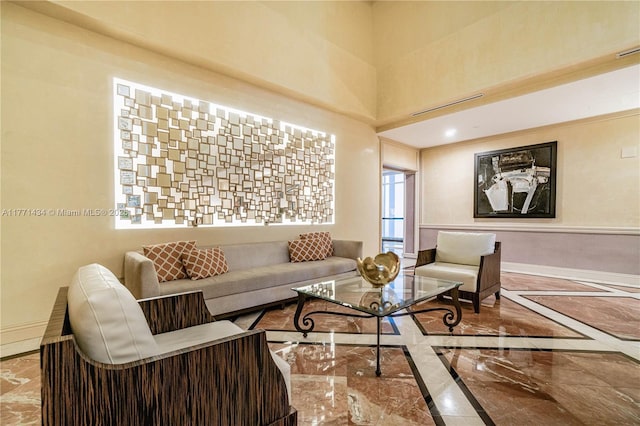 20281 E Country Club Dr Unit 1002, Aventura, FL 33180 - living area featuring marble tiled floors and inlaid floor details
