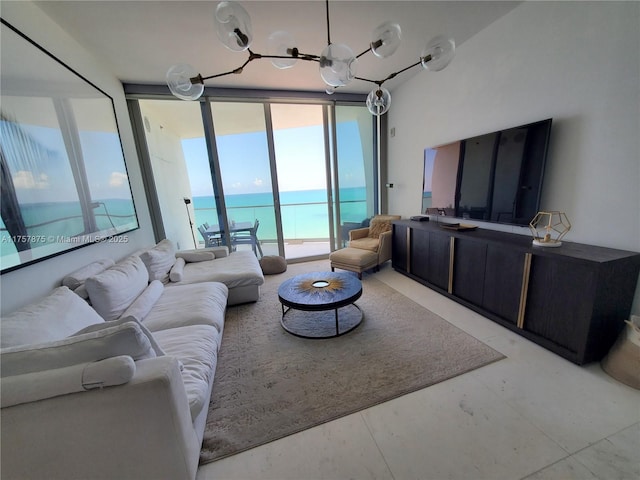 16901 Collins Ave Unit 1404, Sunny Isles Beach, FL 33160 - living room with a wall of windows and a chandelier