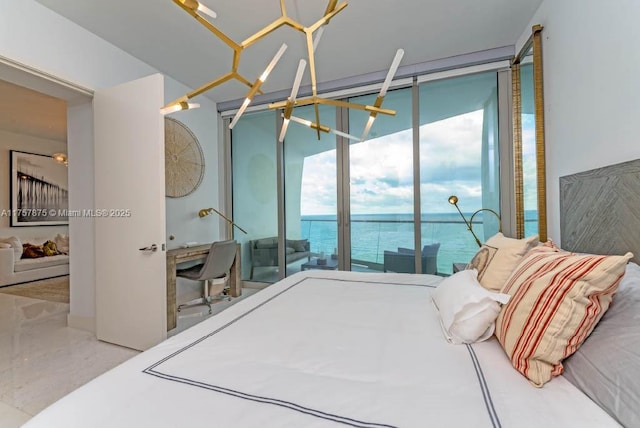 16901 Collins Ave Unit 1404, Sunny Isles Beach, FL 33160 - bedroom featuring a water view and expansive windows
