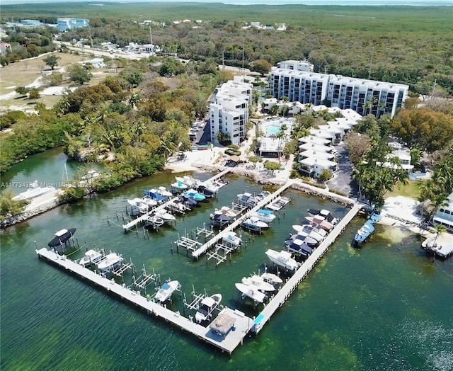 104350 Overseas Hwy Unit A-402, Key Largo, FL 33037 - aerial view of property and surrounding area with a forest and a nearby body of water
