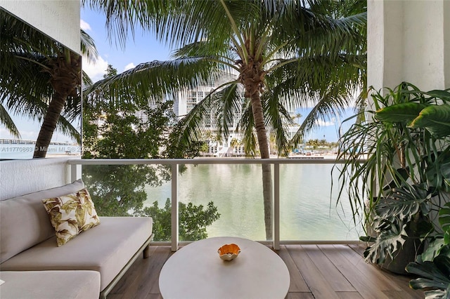balcony with a water view
