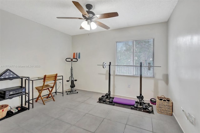 13701 SW 12th St Unit 310A, Pembroke Pines, FL 33027 - workout room featuring ceiling fan and baseboards