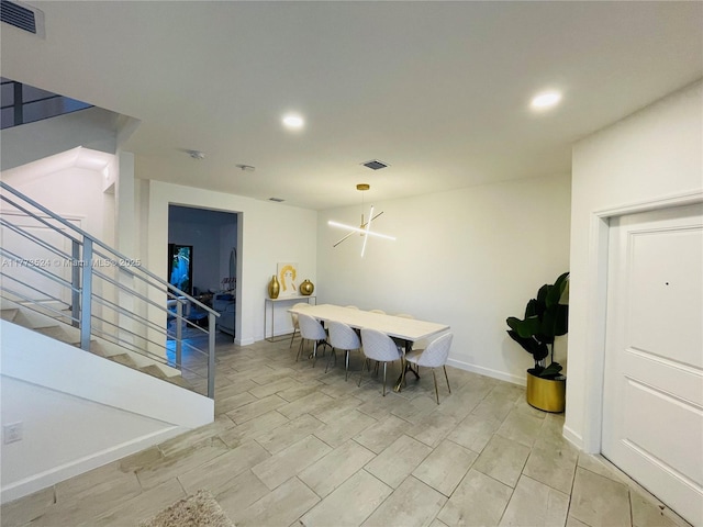 764 NE 206th Ter, Miami, FL 33179 - dining area featuring recessed lighting, baseboards, stairway, and visible vents