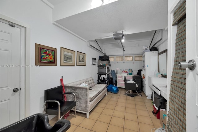 garage with a garage door opener