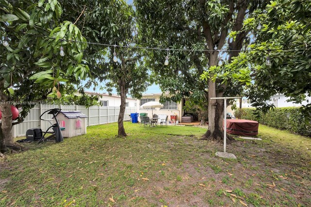 view of yard featuring a patio and a fenced backyard