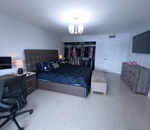 8920 Palm Tree Ln Unit 8920, Pembroke Pines, FL 33024 - tiled bedroom featuring a chandelier