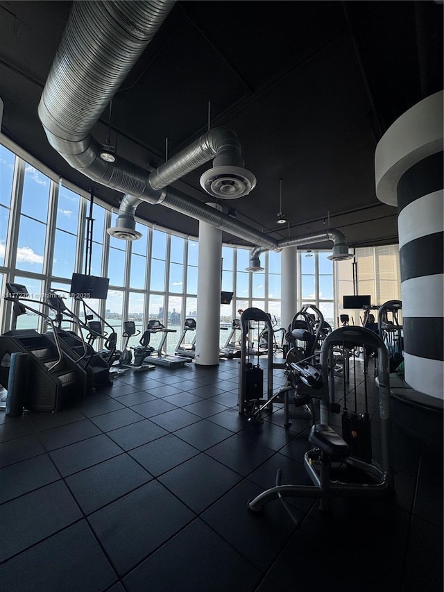 1800 N Bayshore Dr Unit 1404, Miami, FL 33132 - gym with a wall of windows