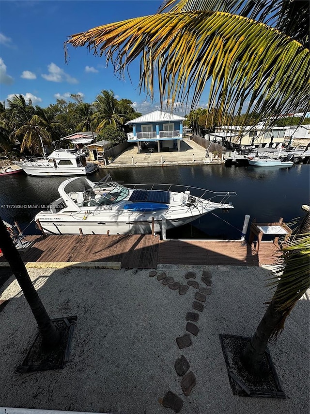 dock area featuring a water view