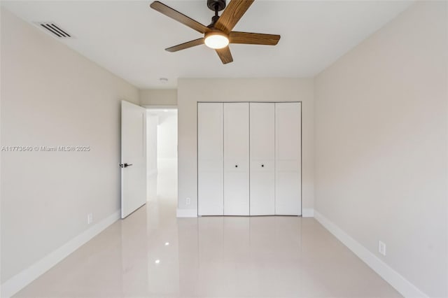 20160 NW 9th Dr, Pembroke Pines, FL 33029 - unfurnished bedroom with a closet, tile patterned flooring, and ceiling fan
