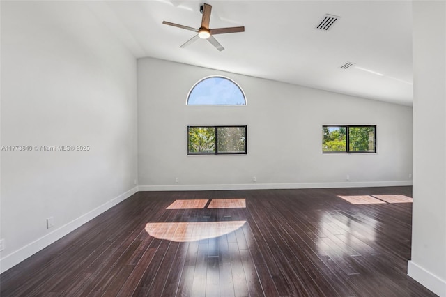 20160 NW 9th Dr, Pembroke Pines, FL 33029 - empty room with lofted ceiling, plenty of natural light, a ceiling fan, and wood finished floors