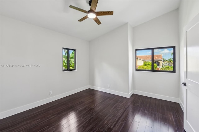 20160 NW 9th Dr, Pembroke Pines, FL 33029 - spare room with ceiling fan, dark wood finished floors, and vaulted ceiling