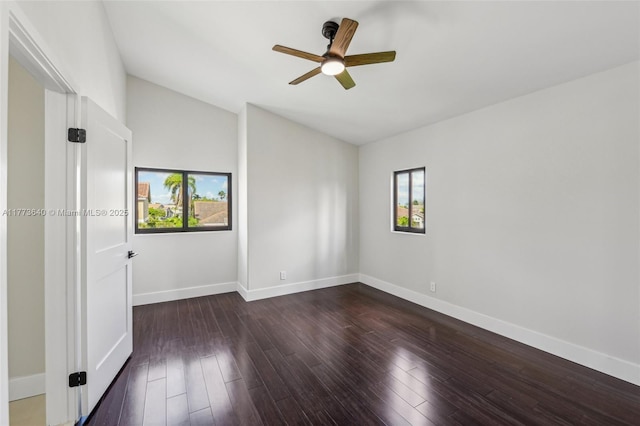20160 NW 9th Dr, Pembroke Pines, FL 33029 - spare room featuring healthy amount of natural light, ceiling fan, dark wood finished floors, and vaulted ceiling