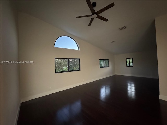 20160 NW 9th Dr, Pembroke Pines, FL 33029 - unfurnished room with ceiling fan, wood finished floors, and high vaulted ceiling