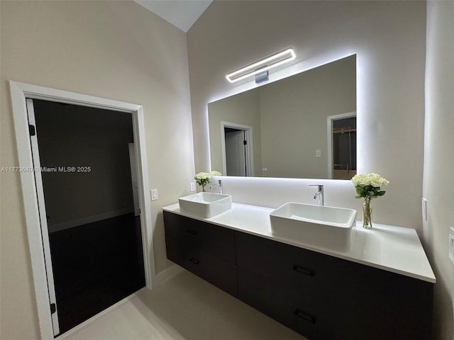 20160 NW 9th Dr, Pembroke Pines, FL 33029 - full bathroom featuring double vanity and vaulted ceiling