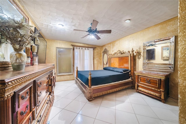 85 NW 165th St, Miami, FL 33169 - bedroom with a ceiling fan, light tile patterned floors, and a textured wall