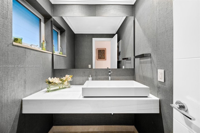 9000 Arvida Dr, Coral Gables, FL 33156 - bathroom with vanity and ornamental molding