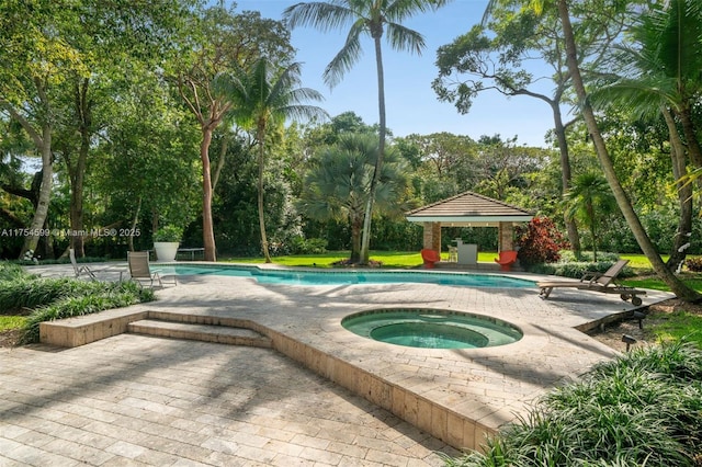 9000 Arvida Dr, Coral Gables, FL 33156 - pool featuring an in ground hot tub, a gazebo, and a patio area
