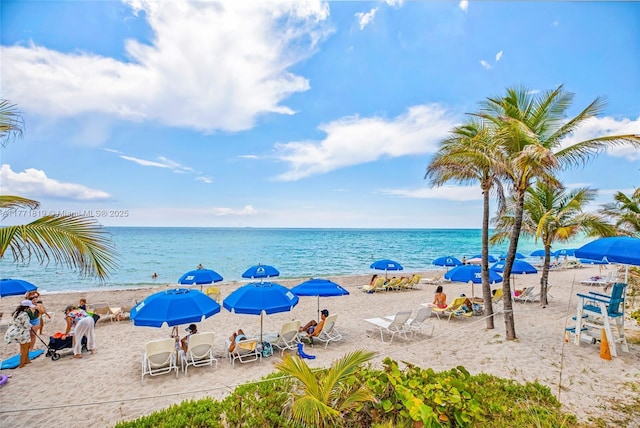 water view featuring a beach view