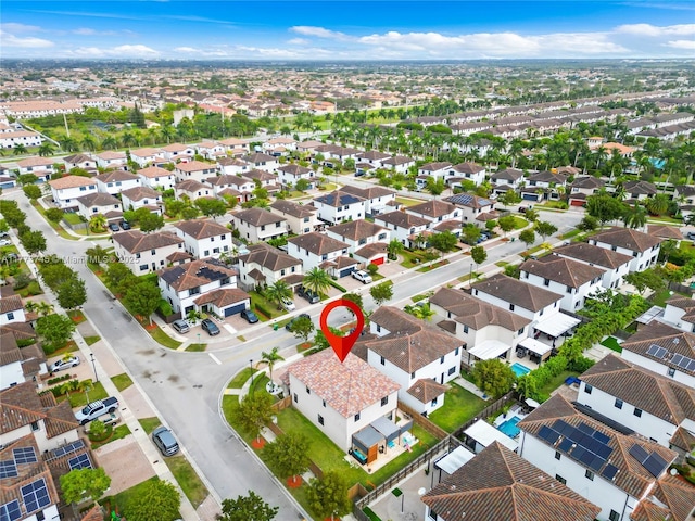 bird's eye view with a residential view