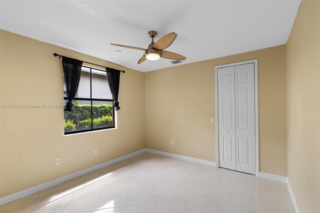 2031 SW 185th Ave, Miramar, FL 33029 - unfurnished bedroom with light tile patterned floors, ceiling fan, and a closet