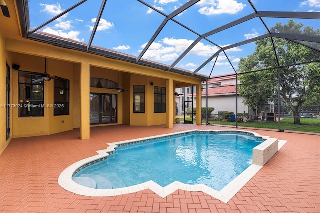 2031 SW 185th Ave, Miramar, FL 33029 - swimming pool featuring ceiling fan, a patio, and glass enclosure