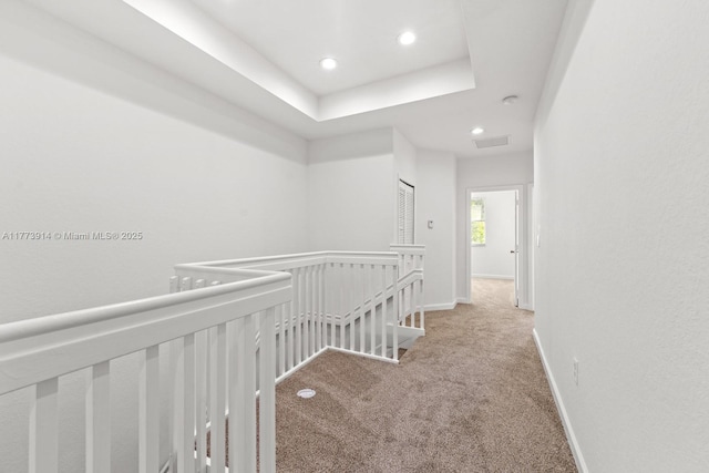2556 SE 15th Ct, Homestead, FL 33035 - corridor with an upstairs landing, visible vents, baseboards, recessed lighting, and carpet floors
