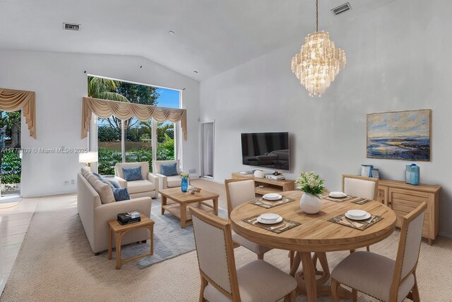 6231 SW 195th Ave, Pembroke Pines, FL 33332 - living area with high vaulted ceiling and a chandelier