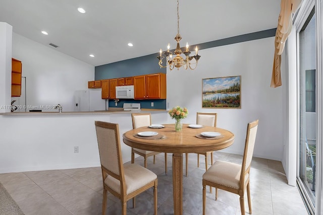 6231 SW 195th Ave, Pembroke Pines, FL 33332 - dining area featuring a chandelier, light tile patterned floors, and recessed lighting