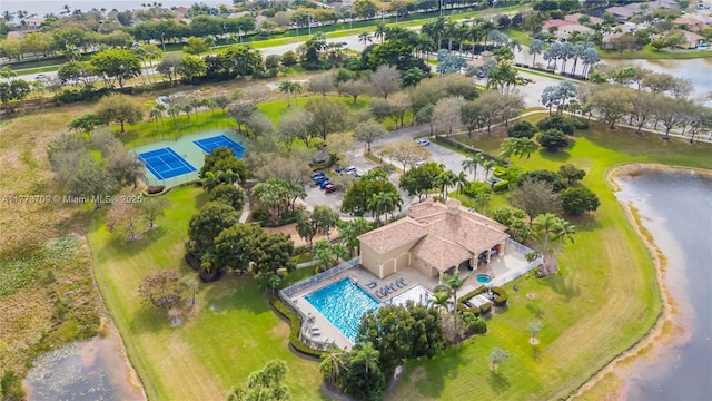 6231 SW 195th Ave, Pembroke Pines, FL 33332 - drone / aerial view of a pool area and a large body of water