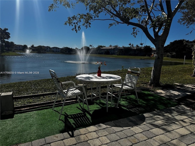 exterior space featuring a water view