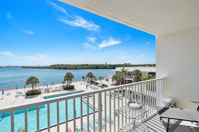 300 Bayview Dr Unit 308, Sunny Isles Beach, FL 33160 - balcony with a water view and view of pool area