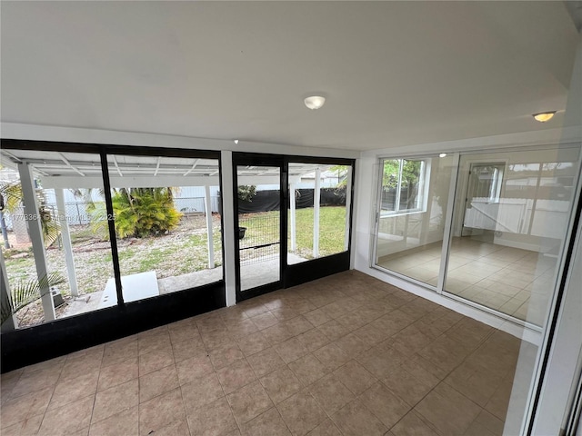view of unfurnished sunroom