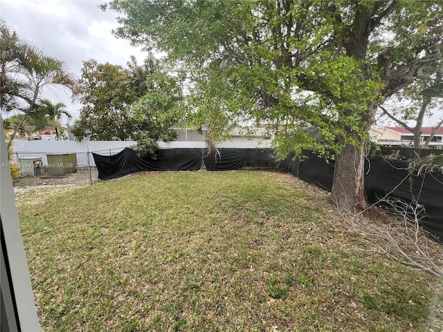 view of yard featuring a fenced backyard
