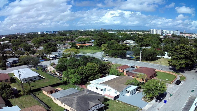 aerial view with a city view