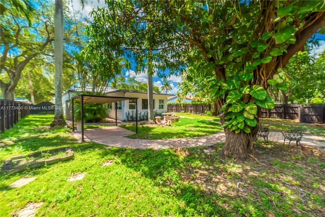 view of yard featuring a fenced backyard and a patio area