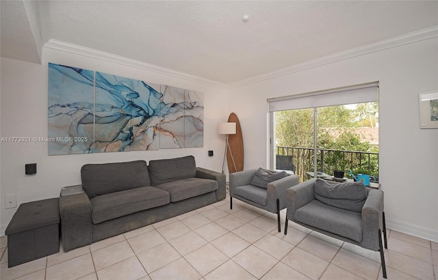 6709 N Kendall Dr Unit 227, Pinecrest, FL 33156 - living room with crown molding, light tile patterned floors, and baseboards
