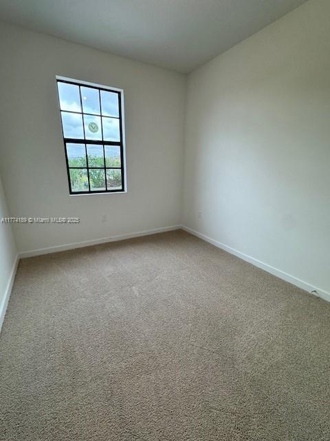 spare room with baseboards and carpet flooring